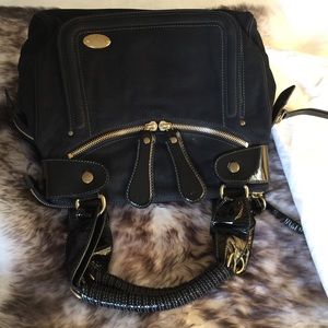 Authentic Chloe Bay Suede And Patent Leather Bag L